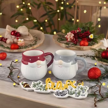 Navidad transfronteriza pintada a mano linda taza de cerámica de Navidad en relieve taza de cerámica de Santa Claus regalo de Navidad