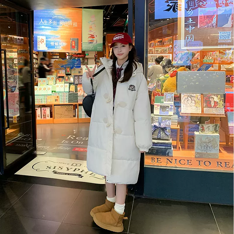 跨境羽绒棉服女中长款过膝2025年冬时尚宽松女装保暖显瘦棉袄外套