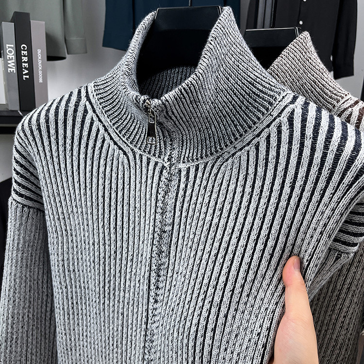 Cardigan suéter hombre otoño invierno engrosado vento perezoso comercio exterior casual outerwear chaqueta de cremallera hombre camisa de punto