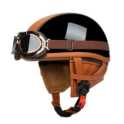 Motosiklet kaskı (dəbilqə) | Handmade Leather Helmet - bright-black-orange-peel-bronze-mirror-s