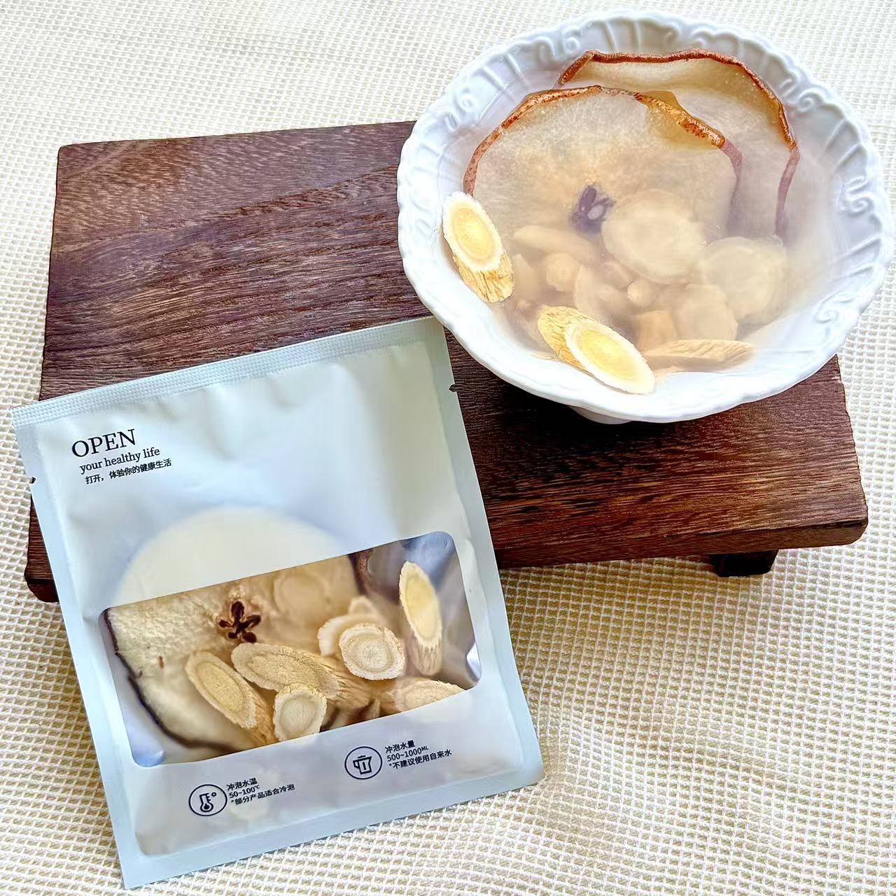 Xue Li Si Bao Tea Snow Pear American Ginseng Codonopsis Ophiopogon Astragalus Tea Bags 200g 10 Bags quality and texture