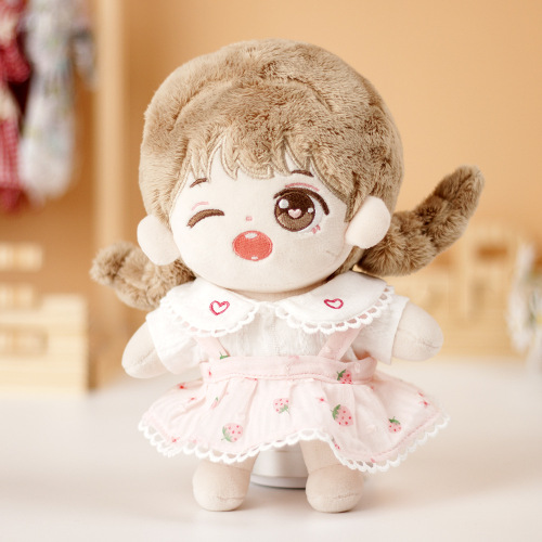 Cotton doll clothes chiffon strawberry suspender skirt 20 cm plush toy doll celebrity doll replacement baby clothes