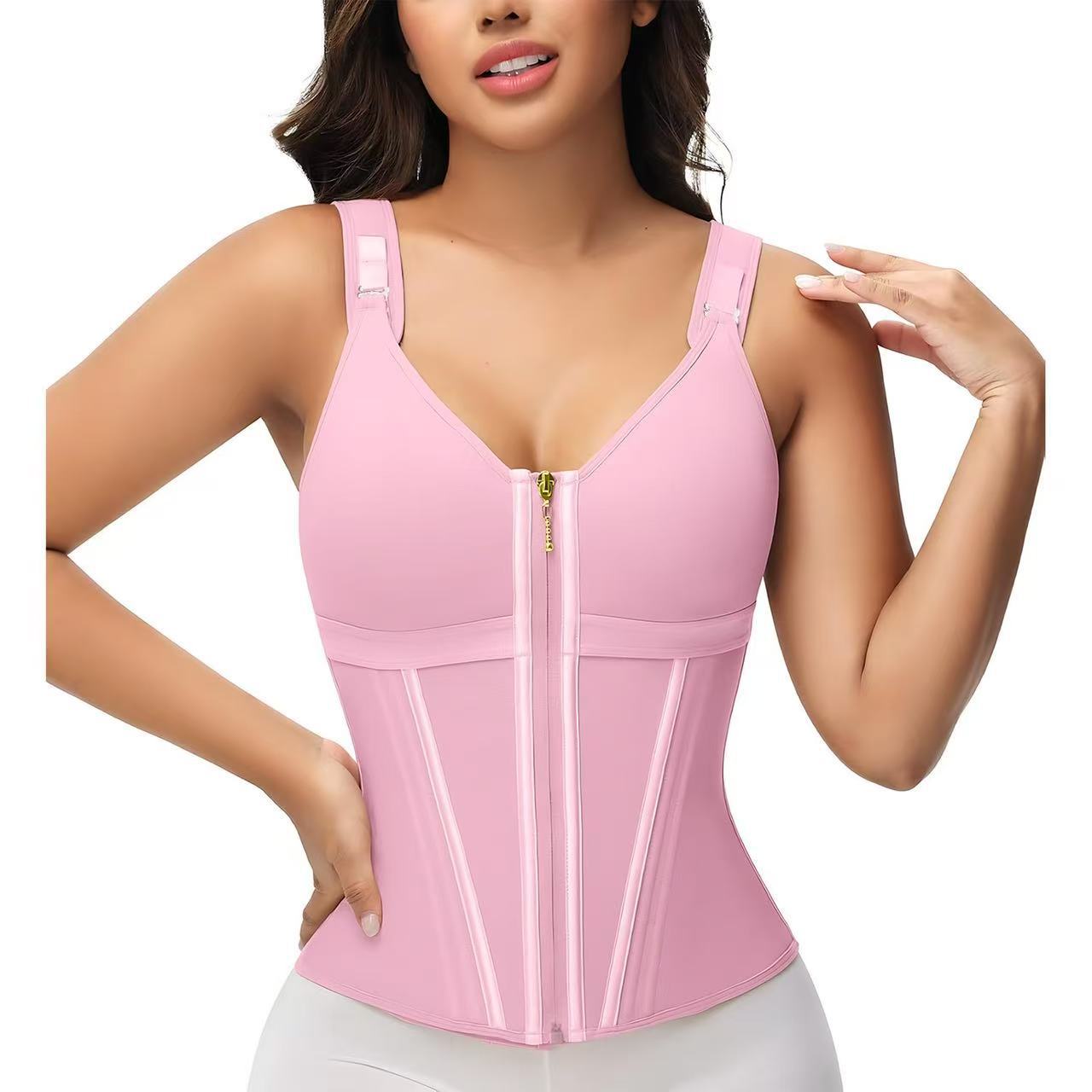 Best-selling double-layer zippered mesh breathable shapewear with waist cinching and abdominal support