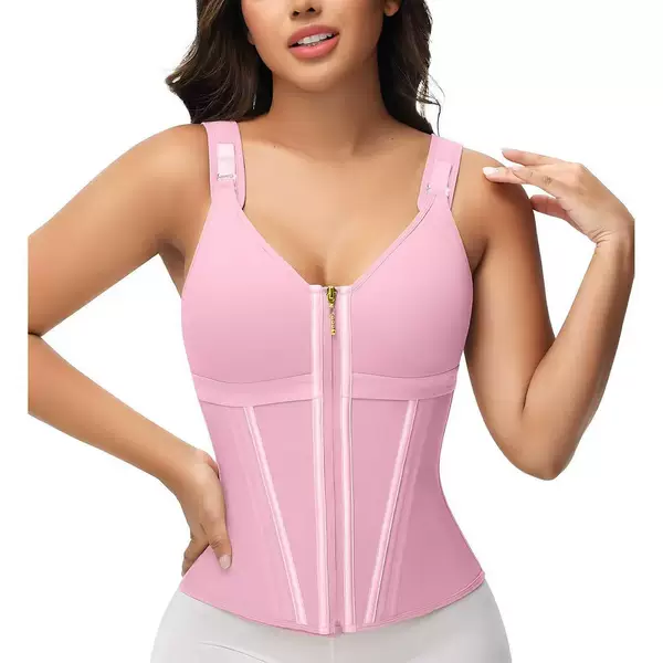 Best-selling double-layer zippered mesh breathable shapewear with waist cinching and abdominal support