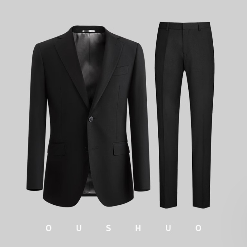 Men's Suit Set, Korean Style Slim-Fit Jacket, Mid-To-High-End Groom's Wedding Attire, Business Formal Wear, Casual Blazer
