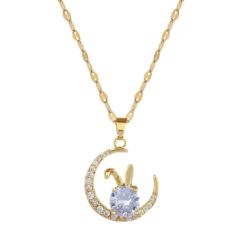 Moon Rabbit Luxury Diamond Necklace Wedding Banquet Clavicle Chain_voghion.com