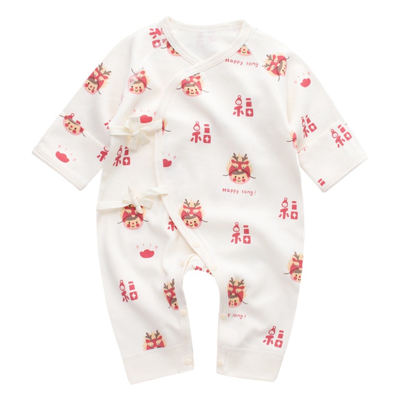 Bebé primavera y otoño mono traje de monje dragón bebé cien días festivo traje de luna llena 2024 nuevo traje de algodón puro deshuesado