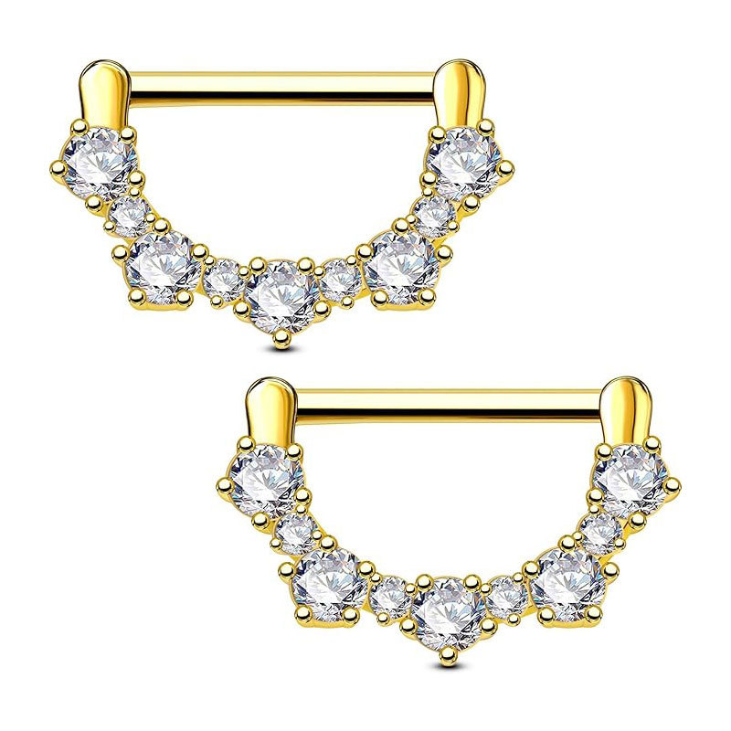Stainless Steel Nipple Ring with Bowknot, Heart Zircon & Devil Wings - Custom Design detail image 12