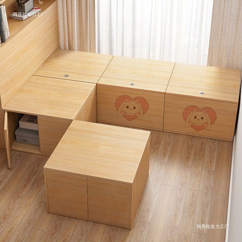 Cama de tatami flotante ventana armario armario de almacenamiento se puede colocar en el suelo balcón ventanas largas cubiertas de almacenamiento de dormitorio doméstico