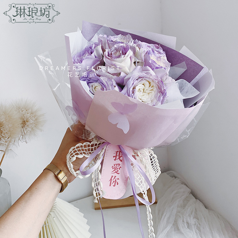 琳琅坊 特价朝朝暮暮立体手工蝴蝶花束纸情人节礼物鲜花包装纸