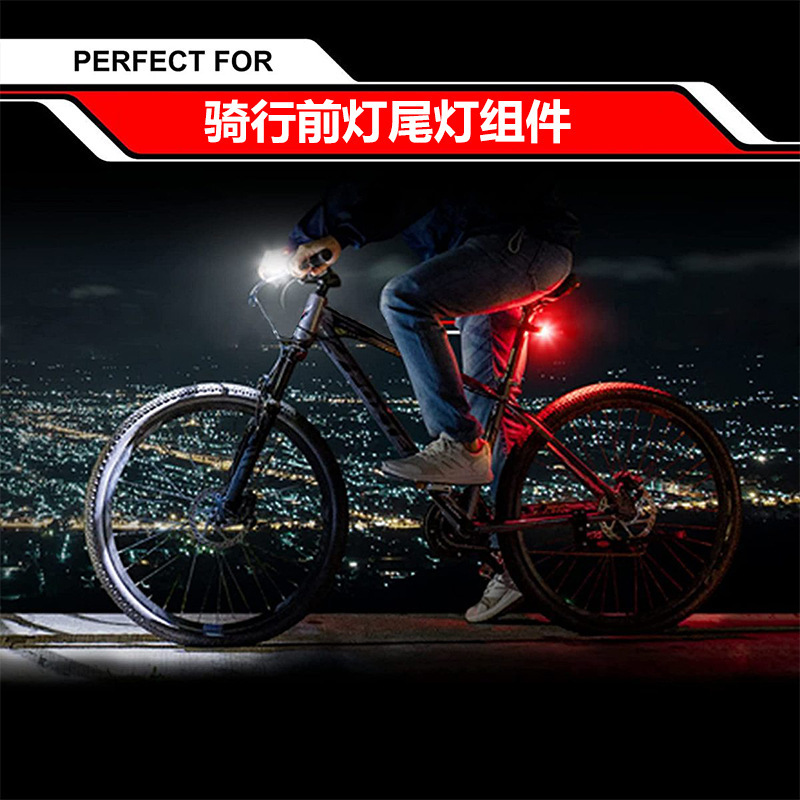 Luz delantera y trasera de bicicleta tipo-c recargable 4 led alta luz a prueba de agua de larga duración luz de bicicleta nocturna