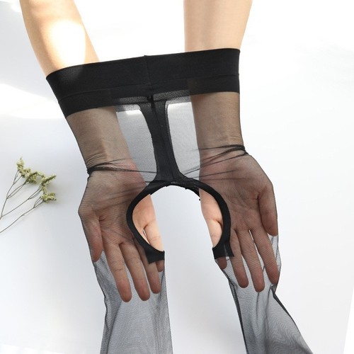 T-crotch no-slip sheer stockings for women—erotic uniform style, open-crotch design, effortlessly removable, ultra-thin, virtually invisible, and completely transparent.