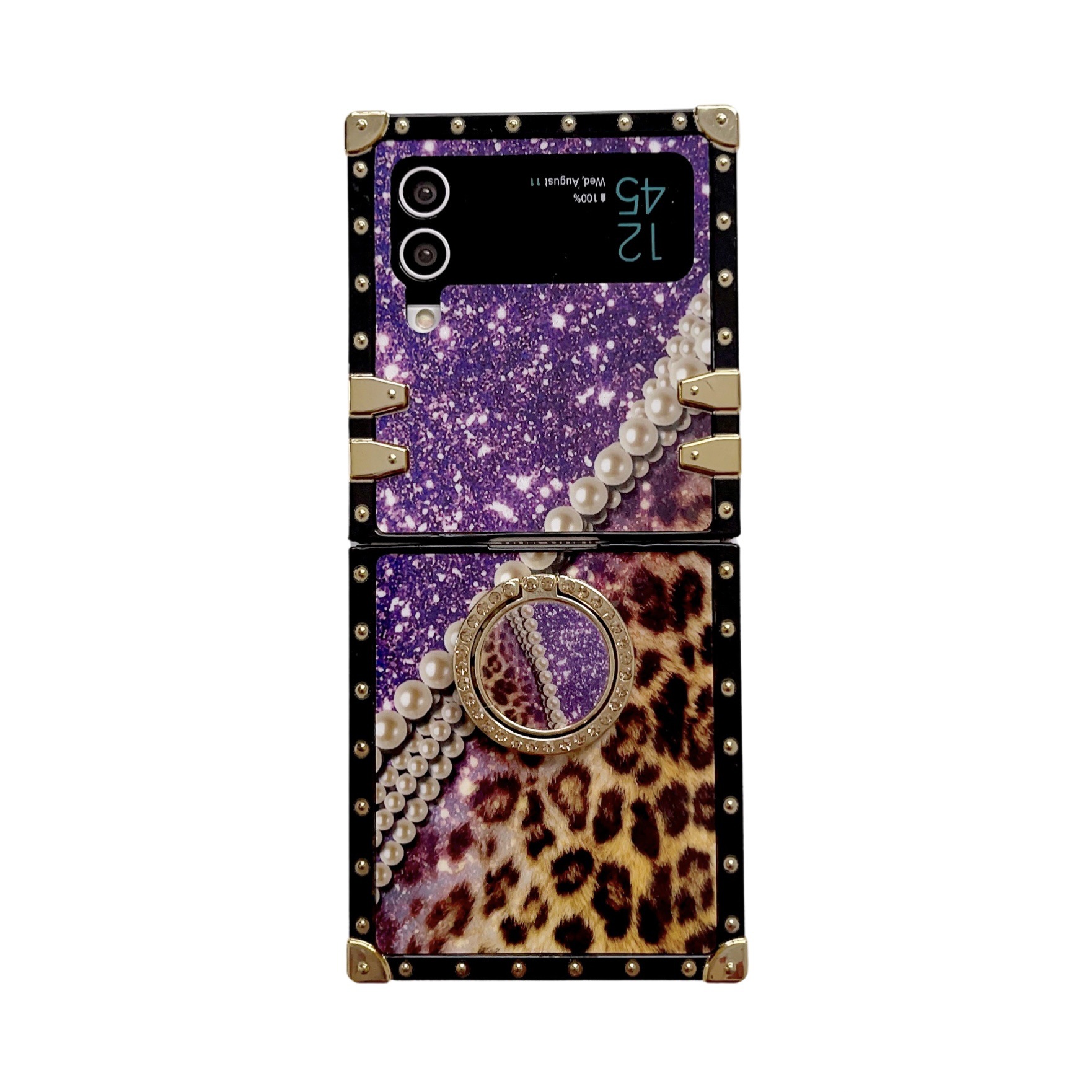 Trendige Handyhülle Mit Perlen-leopardmuster Für Samsung Z Flip 5_voghion.com