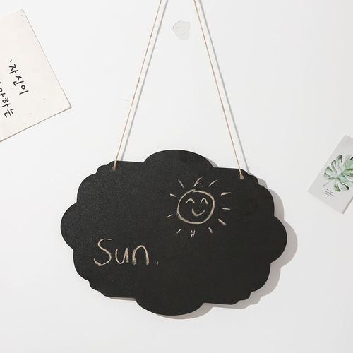Zakka wooden blackboard, four hanging double-sided message boards, decorative pendants behind wall doors 1357