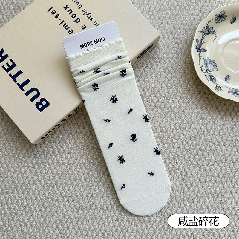 花边堆堆袜子女棉质吸汗透气弹力中筒袜亲肤舒适ins潮诸暨袜子|undefined
