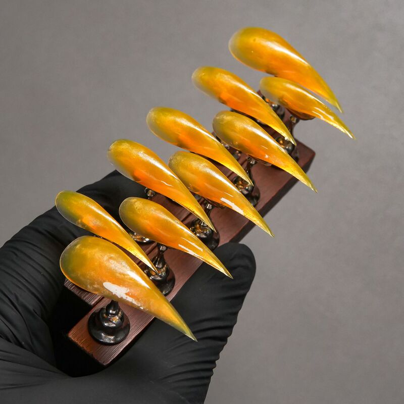 European and American foreign trade cross-border high-quality handmade golden dragon claw ice-clear glass premium press-on nails European and American foreign trade cross-border high-quality handmade golden dragon claw ice-clear glass premium press-on nails