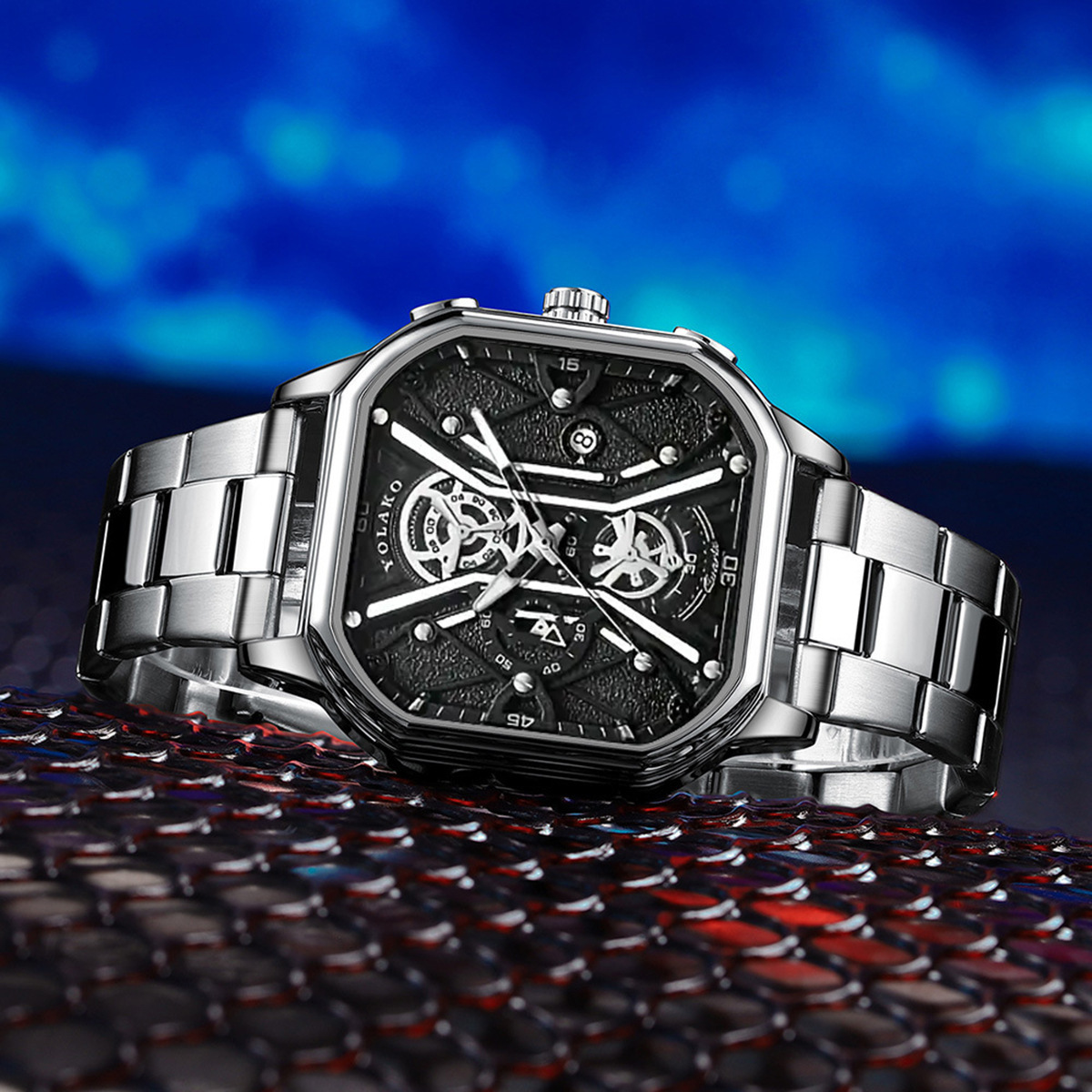 Wrist Watch Non-mechanical Watch Large Dial Men's Watch Men's Watch Super Large New Concept Calendar Creative Belt Steel Band Watch_voghion.com
