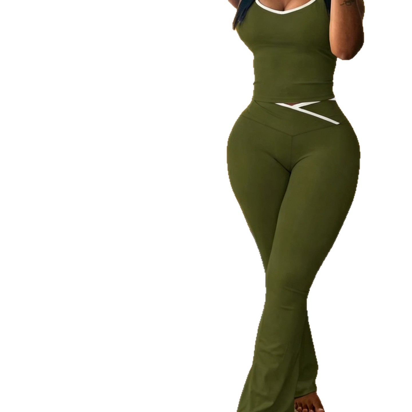Women's Clothing Women's Style Round Neck Two Piece Set Summer Casual Vest Top And Trousers For Formal & Casual For Women_ecoleips.com