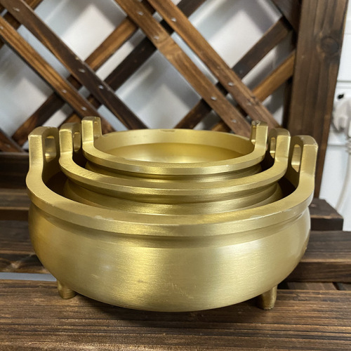 Pure copper incense burner, all copper three-legged large size, incense burner for Buddhist ornaments, fairy family worshiping gods, home offering incense burner, incense burner