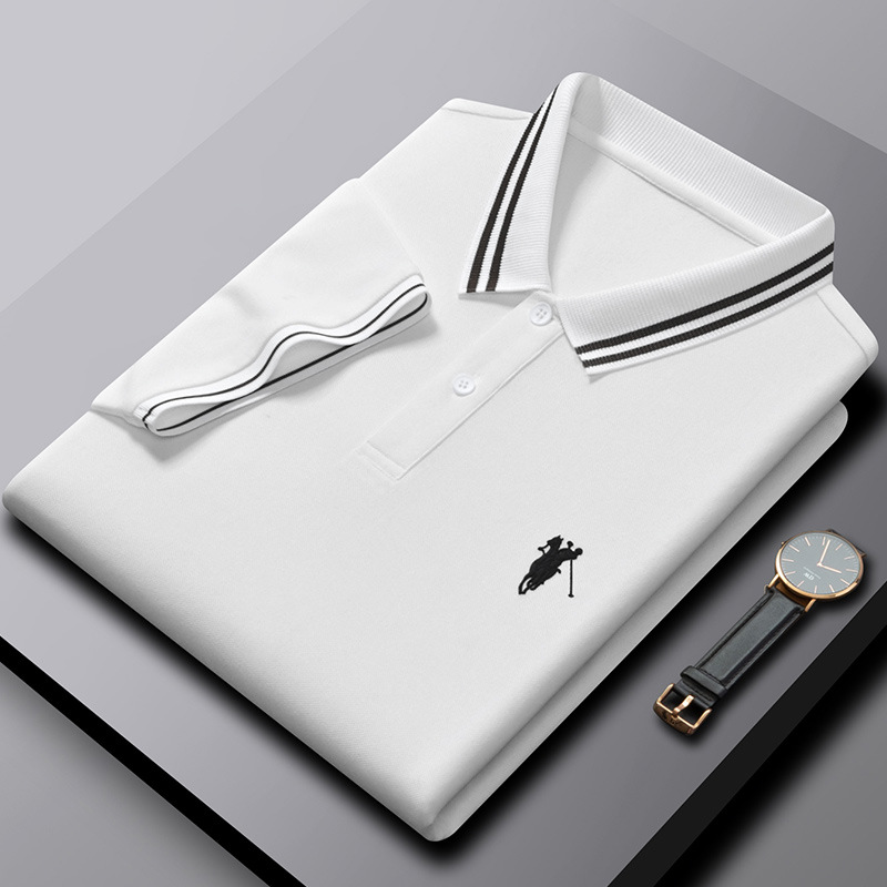 Heavy Woodpecker Men's Polo Shirt 2025 Spring and Summer New Lapel Half Short Sleeve T-Shirt Solid Color Commuter
