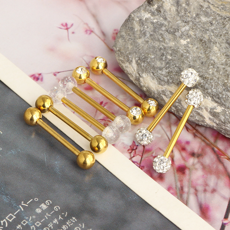 Stainless Steel Star Tongue Ring Set - Rose Gold Body Piercing Jewelry for Tongue, Nipple, and Breast detail image 9
