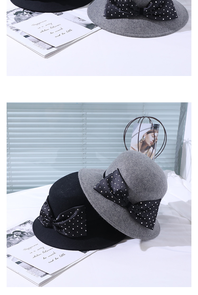 Sheep felt big brim bow retro fisherman hat nihaostyles wholesale clothes NSKJM103762