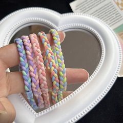 廠家批發麻花頭繩簡約高彈力彩色發圈甜美可愛少女心扎頭髮橡皮筋