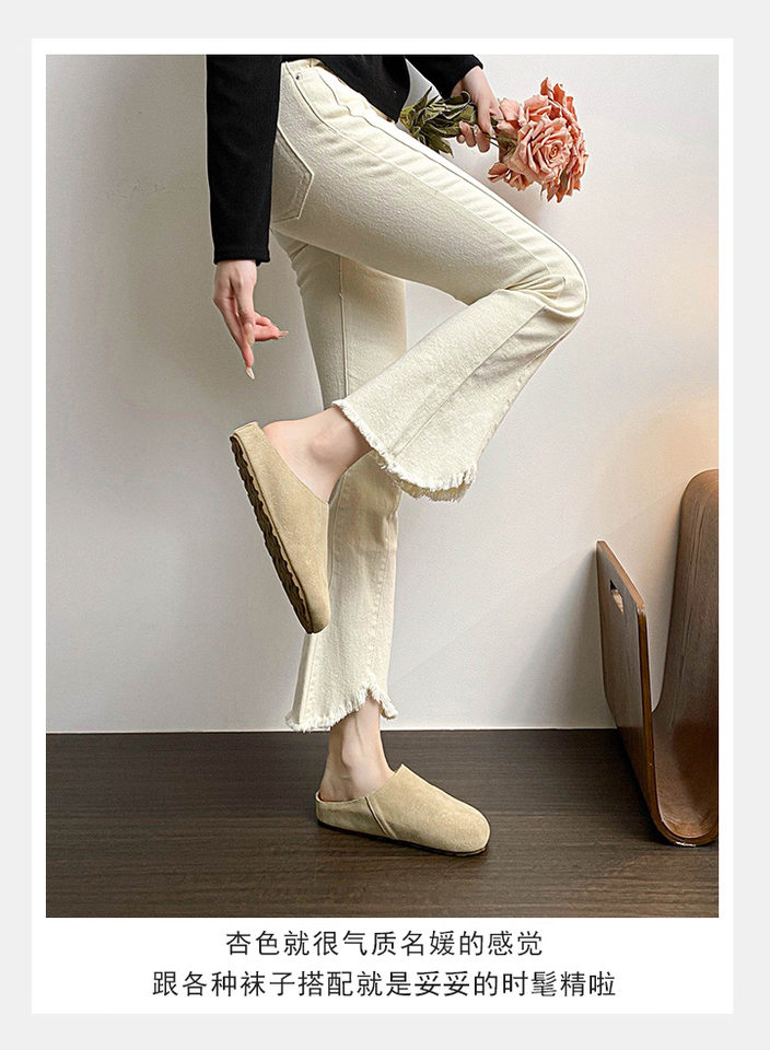 Dép lê nữ bít mũi đế dày mũi rộng phong cách Birkenstock, gót 3 cm — Màu caramel, Màu kaki, Màu mơ chi tiết 12
