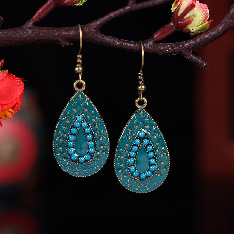 1 Pair Retro Water Droplets Alloy Plating Women's Drop Earrings display picture 17