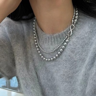 High-end imitation Shijia pearl necklace for women with double layered necklace temperament high-end sweater chain light luxury niche accessories