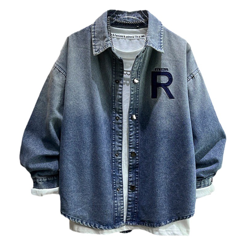 Boys' Spring Denim Shirt Jacket 2026 New Style Tops for Children and Older Kids Korean Style Shirts for Outerwear Trendy Outfits