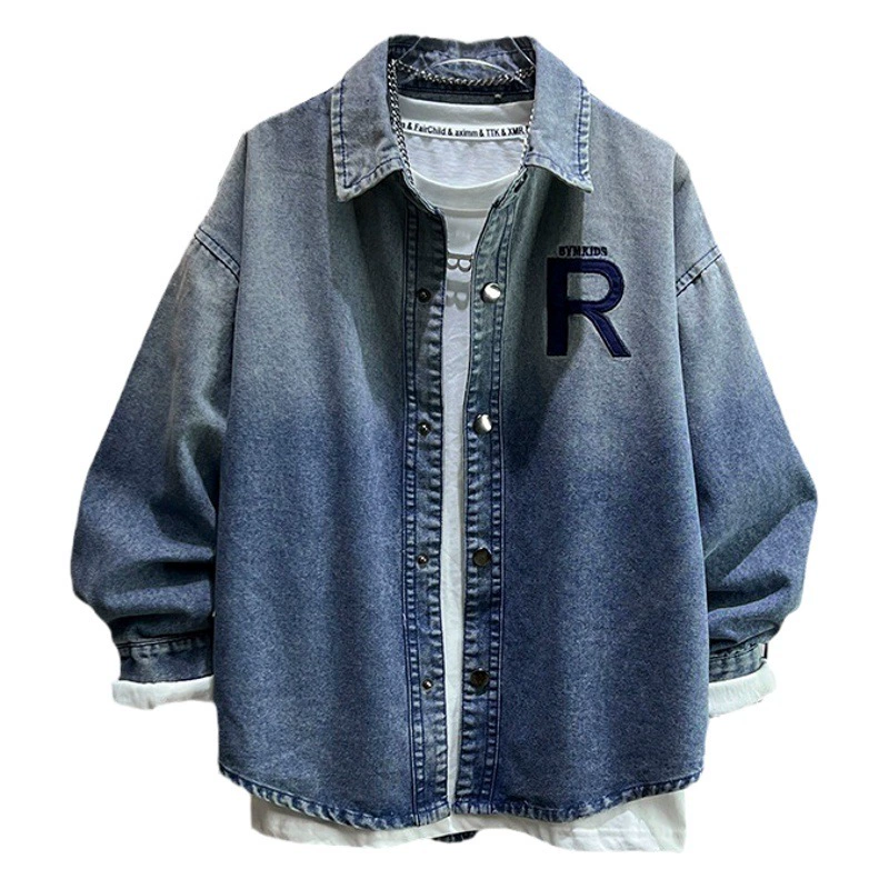 Джинсовая куртка-рубашка для мальчиков, весна 2025, новая модель, топы для детей, рубашки в корейском стиле для детей постарше, модная верхняя одежда