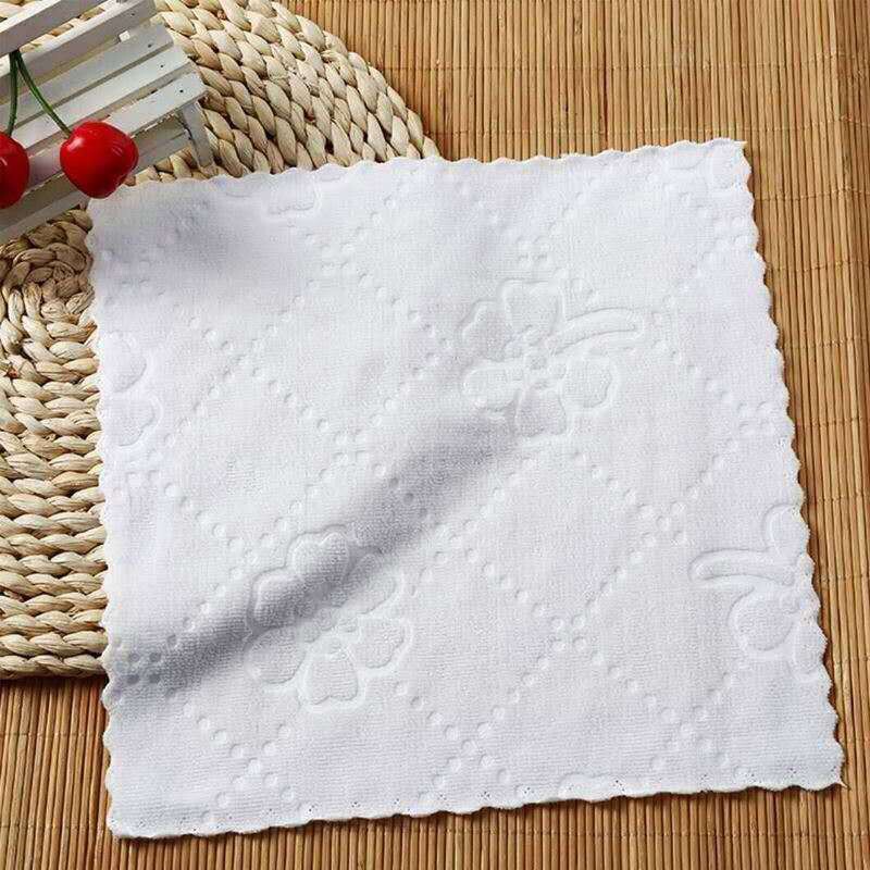 Factory wholesale fine fiber embossed cut edge small square wipes disposable napkin hotel bath White small towel