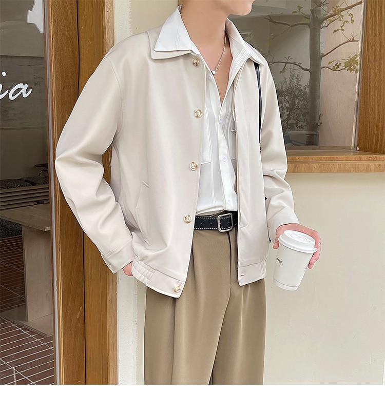 Men's Casual Workwear Blazer, Mature Style Turn-down Collar Jacket_voghion.com