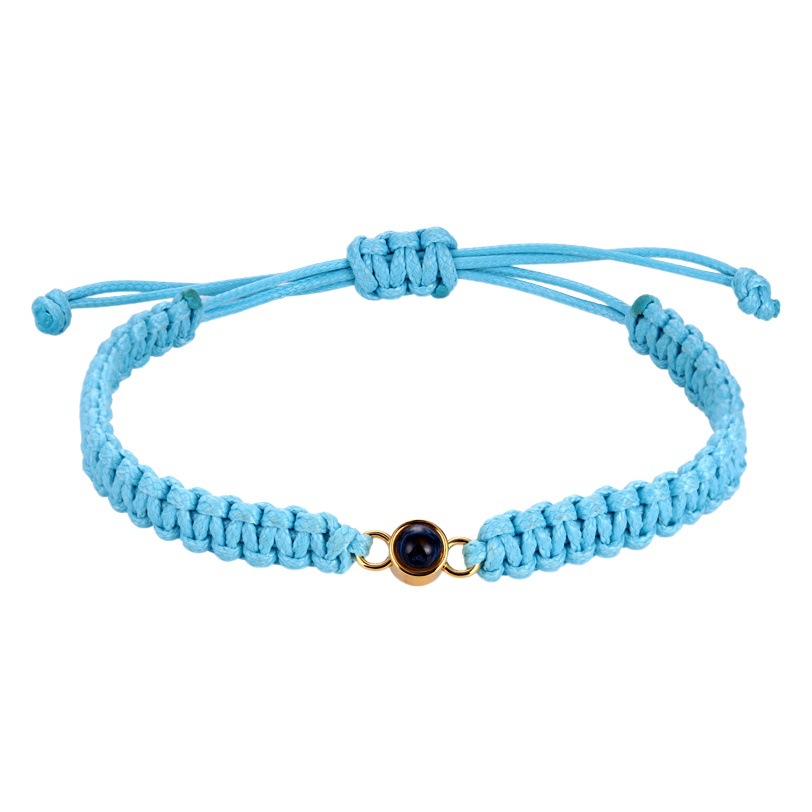 Foreign trade new custom 100 languages I love you bracelet round beads woven hand rope projection lovers color photos