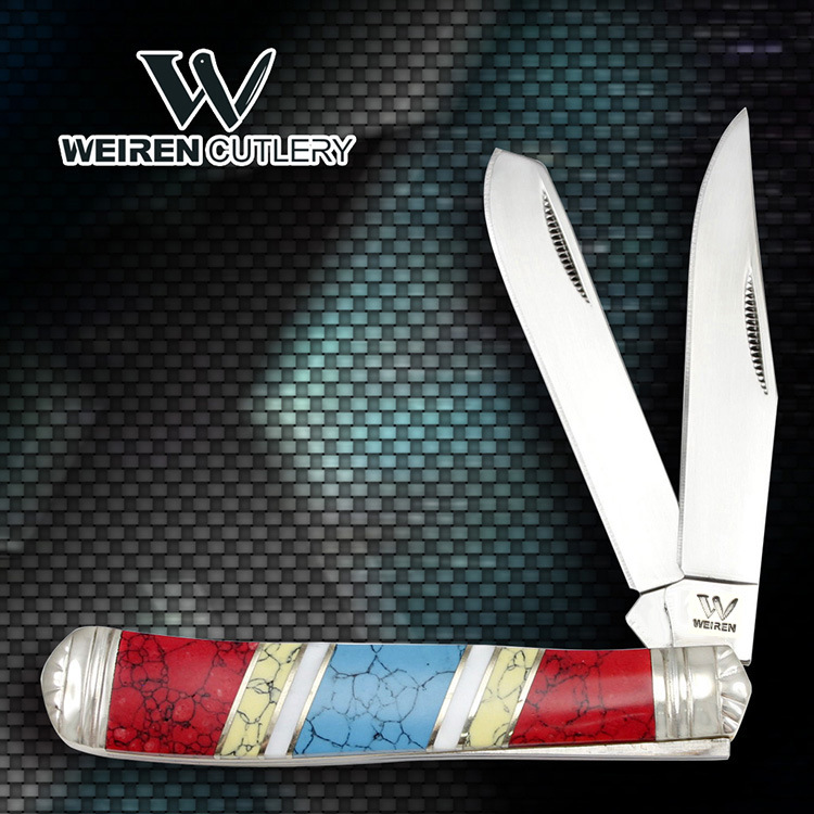 户外小刀 折叠刀 口袋刀 礼品刀 手工刀具 拼各色石头柄