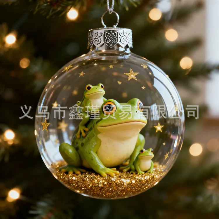 2026 transfronterizos nuevos adorables animales de Navidad 2D plano acrílico joyas colgantes de árbol de Navidad