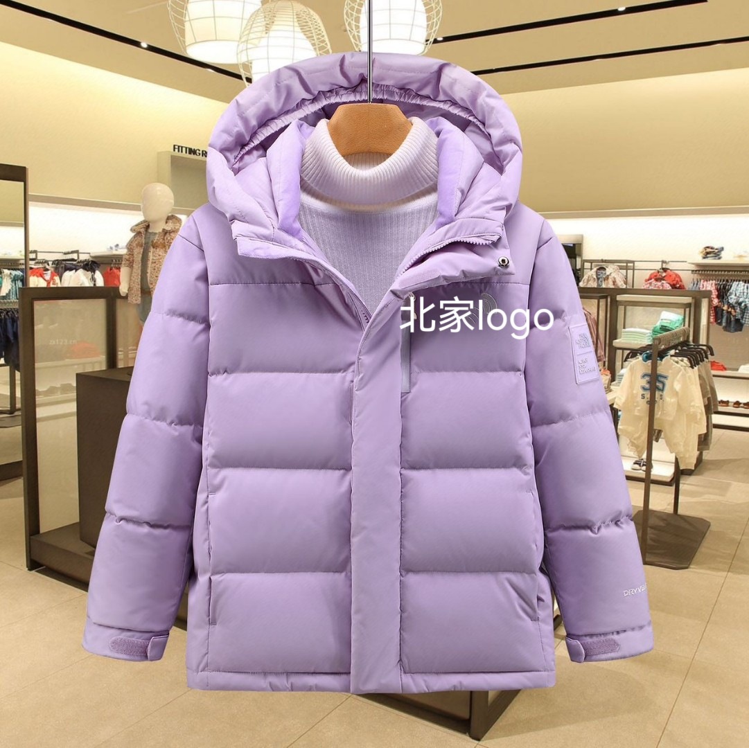 北家25冬季新款中大童男女加厚连帽羽绒服亲子装学院风外套潮运动