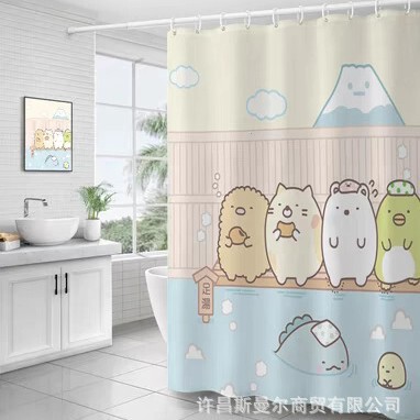 Taobao Xiaohongshu Hot Selling Ins Style Bathroom Polyester Waterproof and Mildew Proof Shower Curtain Can Be Designed with Size Graphics Taobao Xiaohongshu Hot Selling Ins Style Bathroom Polyester Waterproof and Mildew Proof Shower Curtain Can Be Designed with Size Graphics