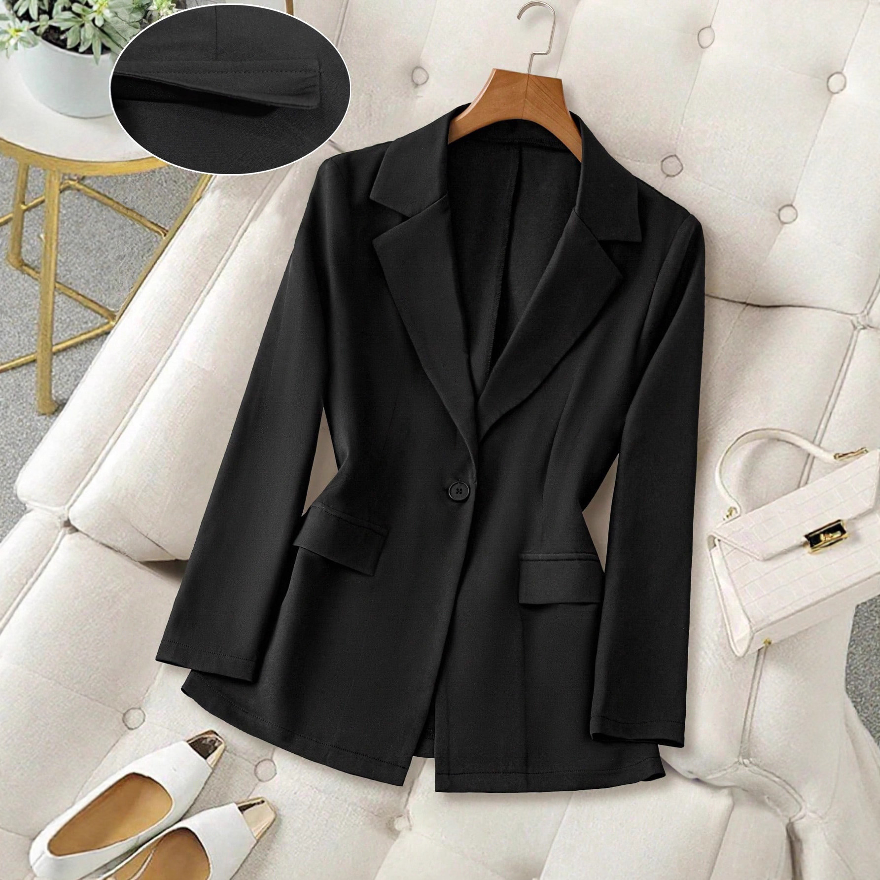 Black Blazer Women's Casual Petite 2025 New Autum Cross-Border European and American Amazon Aliexpress