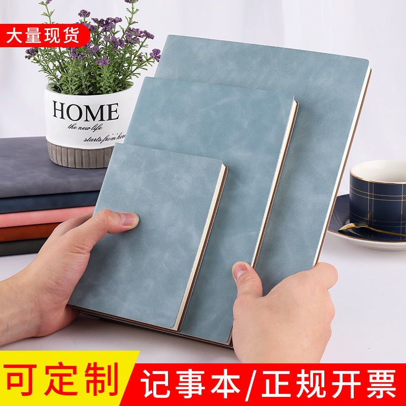 Vintage leather-bound notebook, A5 size, for business and office use, with thickened pages for meeting notes, and a high-end design with the option of adding a custom logo