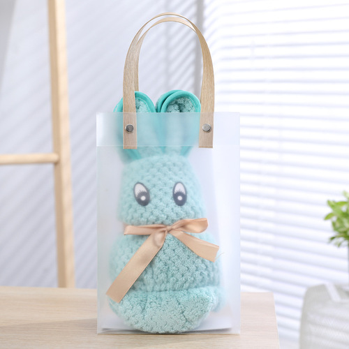 Pineapple lattice rabbit gift box PVC high-density coral velvet creative edged towel gift towel wedding souvenir