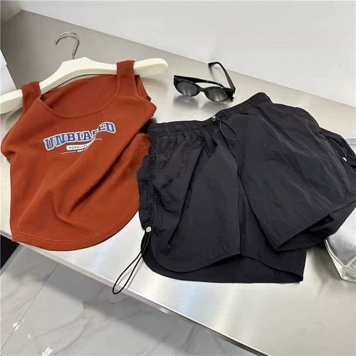 Women's Loose Wide-Leg Drawstring Work Pants Parachute Shorts for Casual Wear, Quick-Drying, Showcases Long Legs, Hot Pants