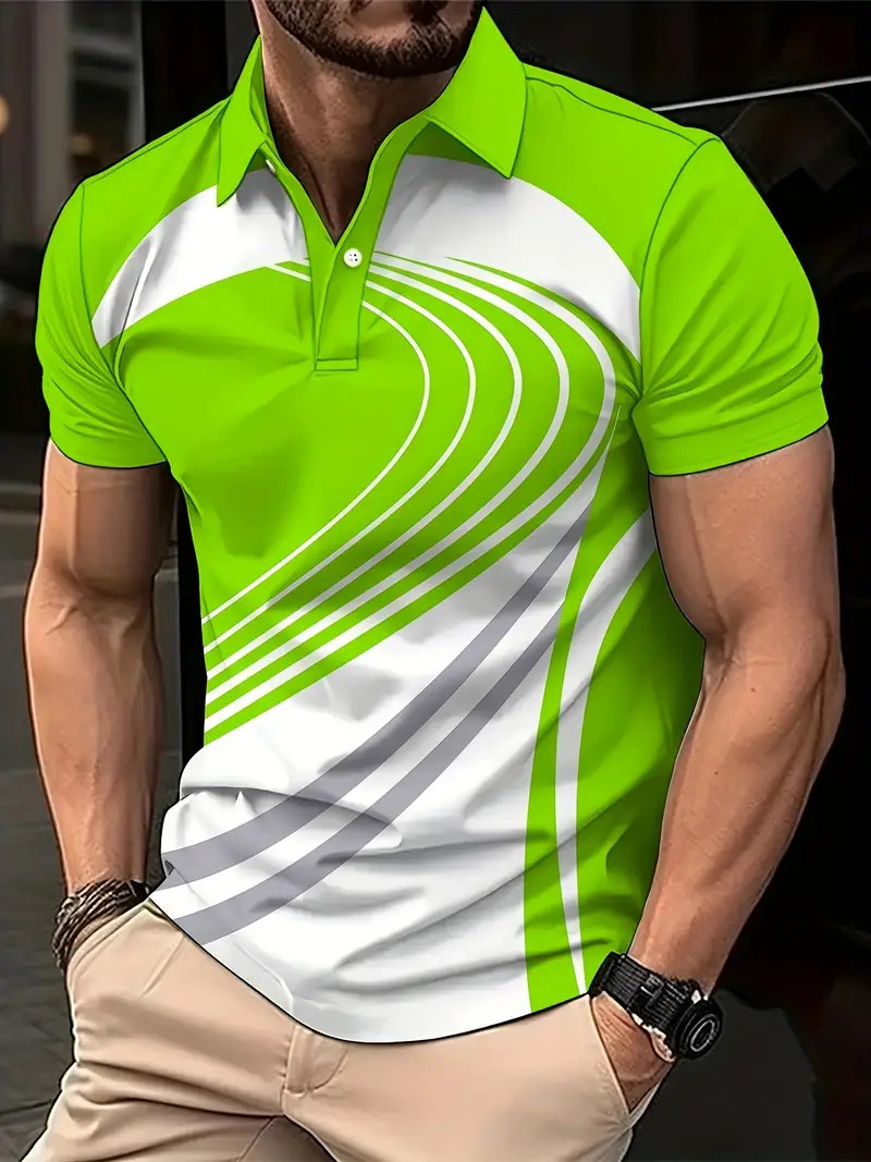 Comercio electrónico transfronterizo comercio exterior nuevos productos tops para hombres gráficos geométricos impresión 3D casual solapa camisa POLO MB13