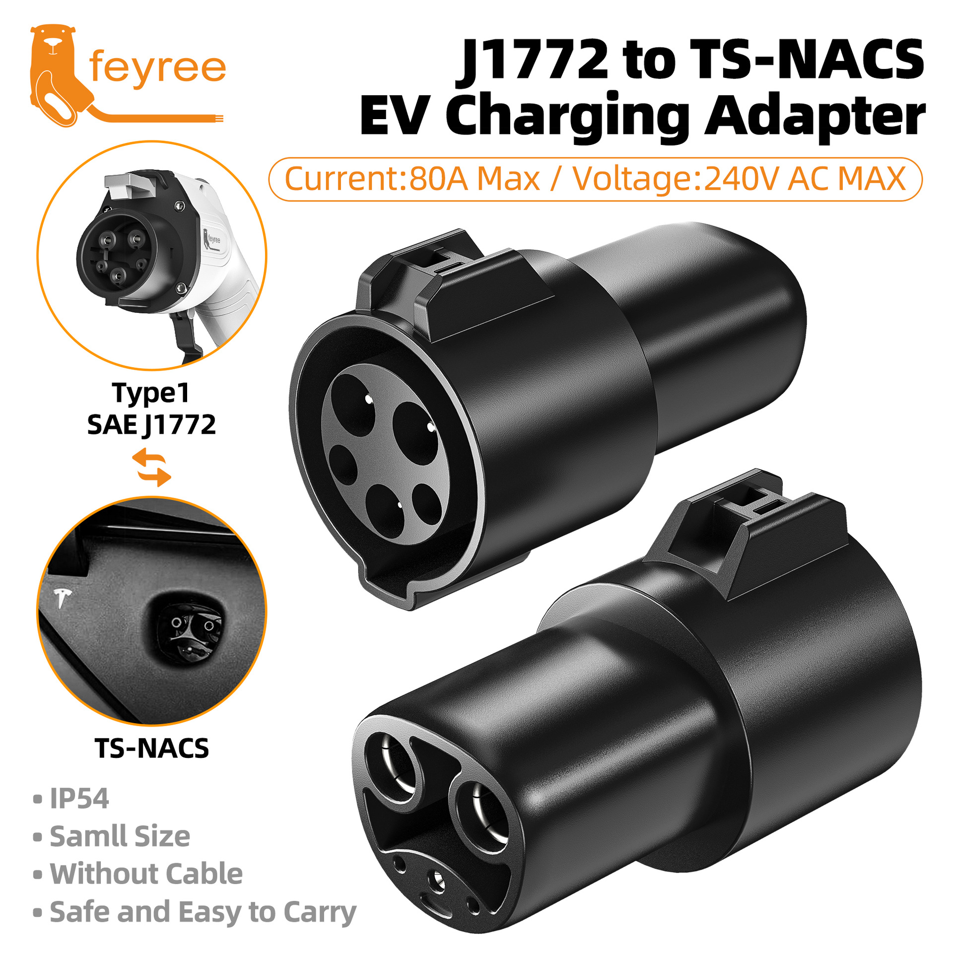 通用美标SEAJ177转接特斯拉专用60A接口适配器充电插座插头防水