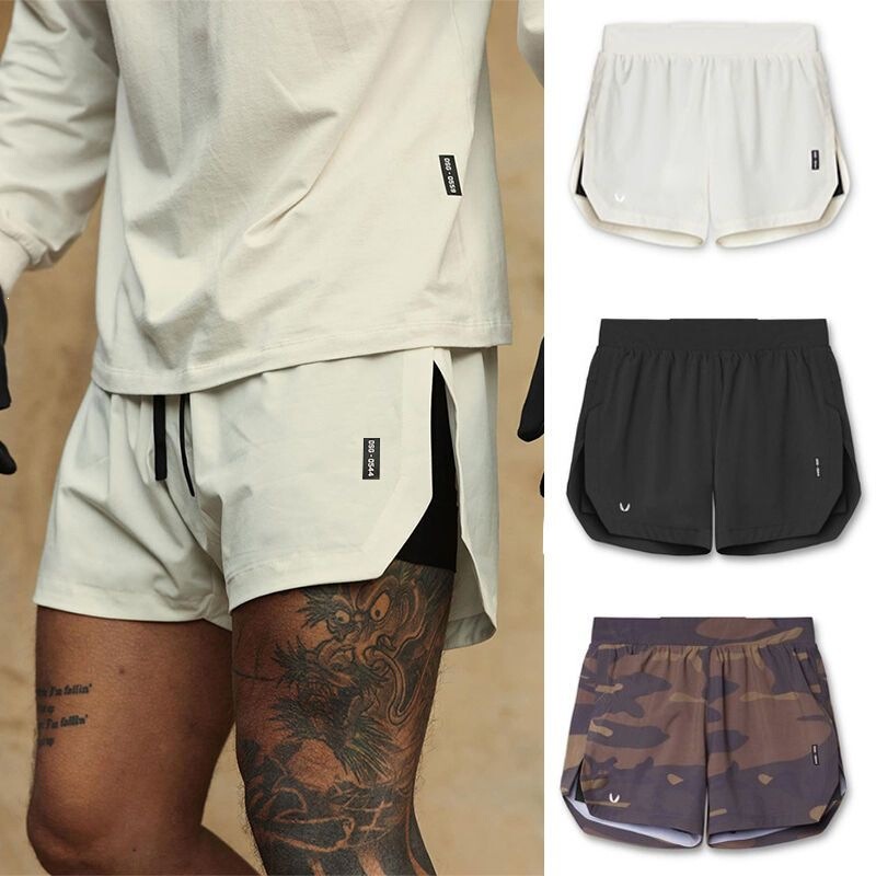 Men's sports shorts, American-style double-layer running training night running high-elasticity basketball quick-dry fitness pants