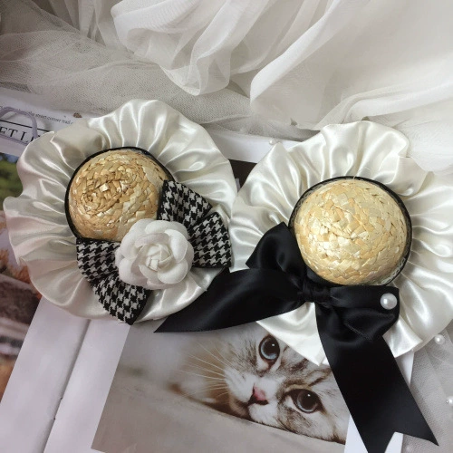 Фермер и кошка соломенная шляпа Pet Cat Bixiang маленький аромат средней и маленькой собаки шляпа от солнца плюшевая собака ювелирные изделия шляпа