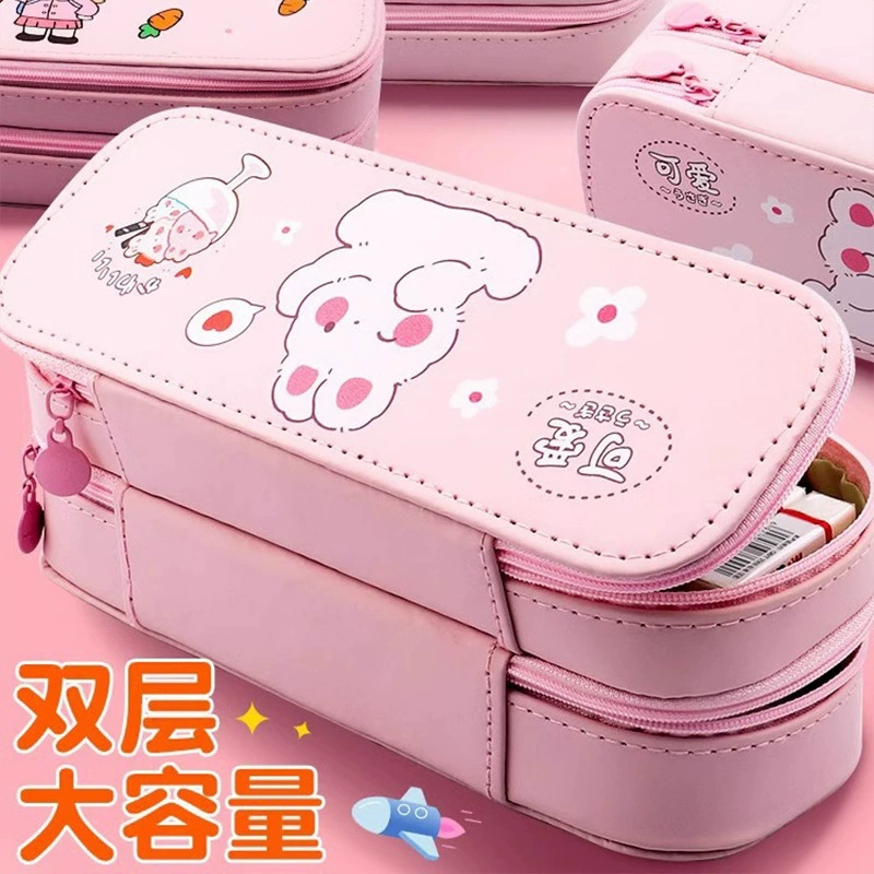 Большая сумка для ручек для девочек милая канцелярская коробка для детей мультфильм канцелярские принадлежности сумка для хранения студенческая многослойная мультяшная пенал