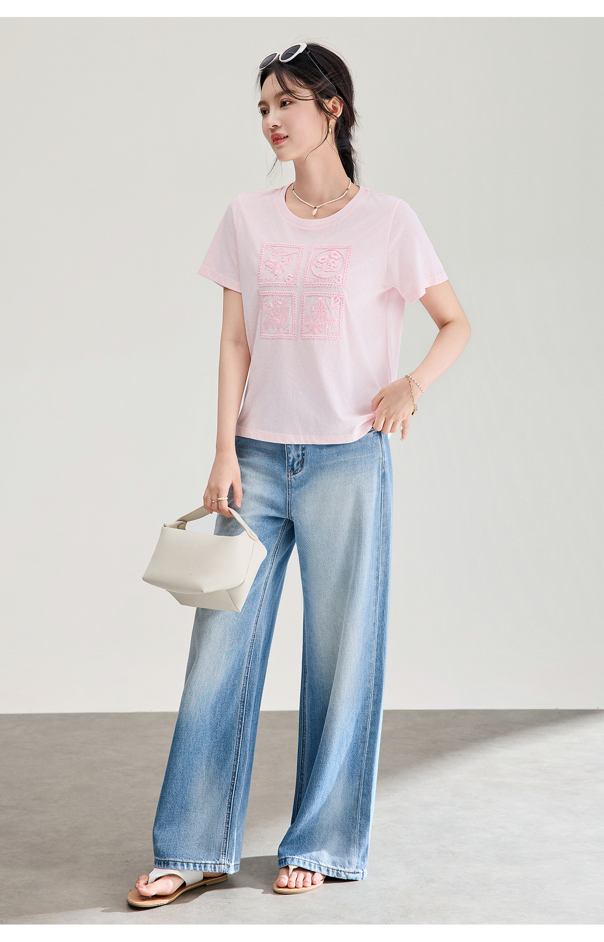 Quần jean nữ ống rộng chất liệu cotton giặt mềm, dáng rộng thùng thình phong cách denim — xanh lam chi tiết 19