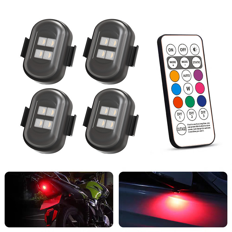 新しい LED 航空機ライト車オートバイドローン点滅ライト LED ワイヤレスリモコン警告灯パイロットライト充電|undefined